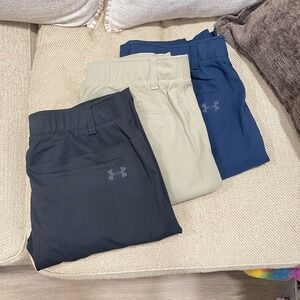 Under Armour Showdown Golf Pants Bundle Mens 32x32 Navy Khaki Black Lot of 3